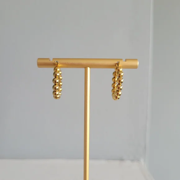 NA NIN Classic Gold Plated Ball Non-Tarnish Hoop Earrings - Picture 6 of 8